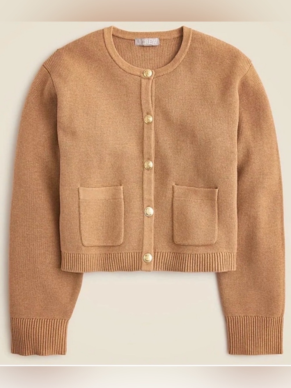 J. CREW Women’s Emilie Lady Jacket Button Sweater Cardigan Tan Camel XS
